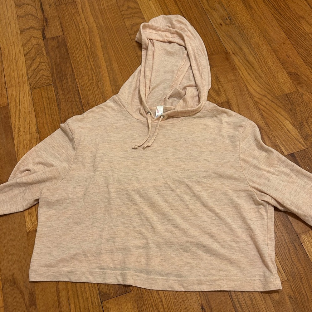 American Apparel Cream/Pink Cropped Hoodie